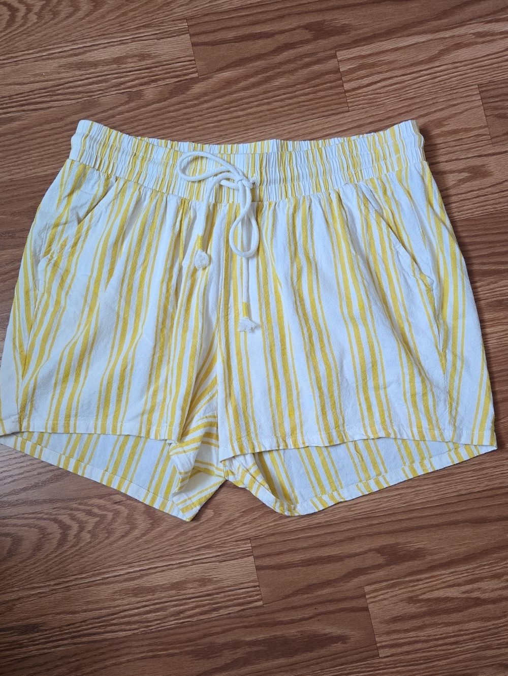 Torrid Yellow and White Striped Drawstring Shorts
